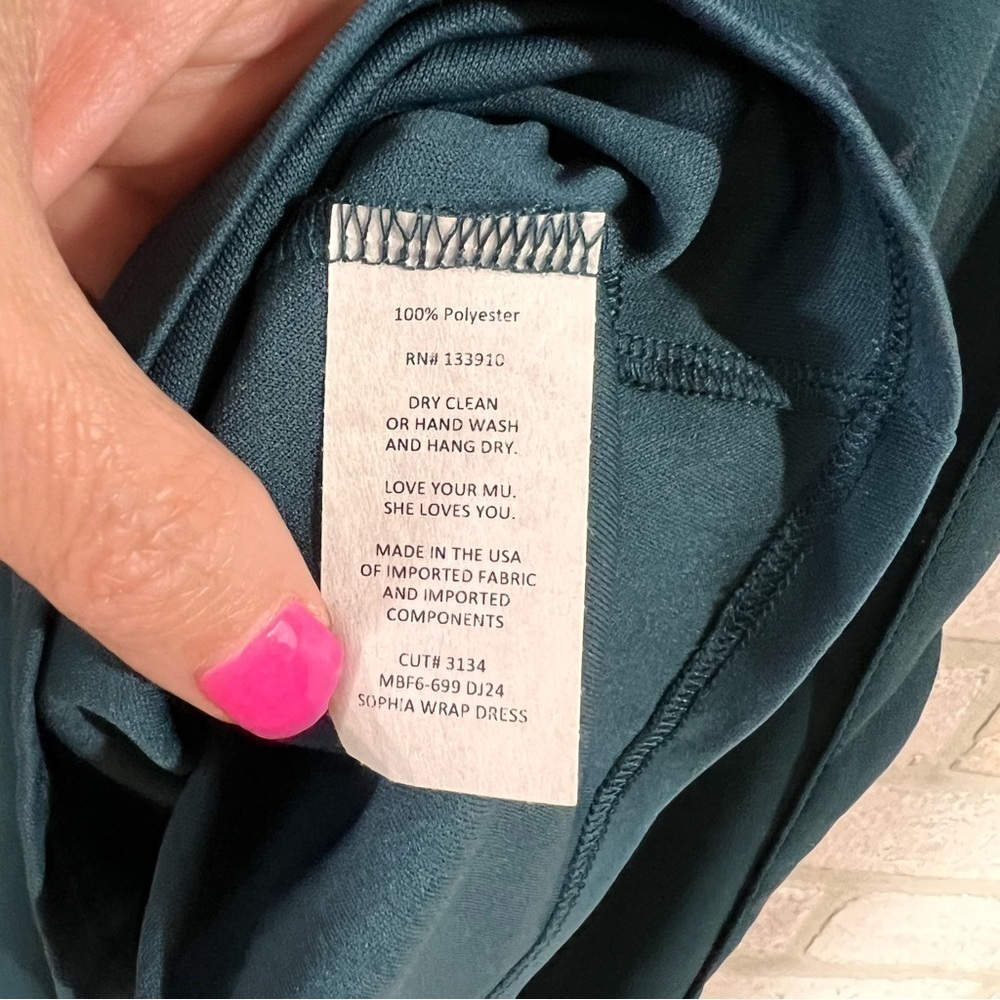 Show Me Your MuMu Sophia Wrap Dress in Deep Jade Chiffon Size XS - Picture 12 of 12